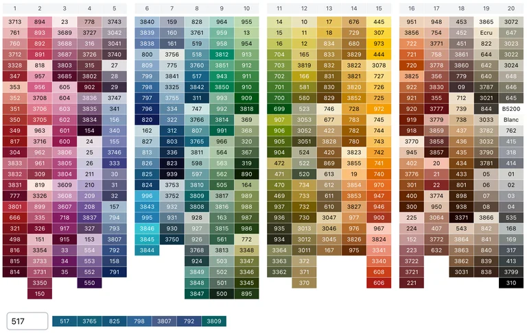 Find the nearest alternative DMC threads to one selected